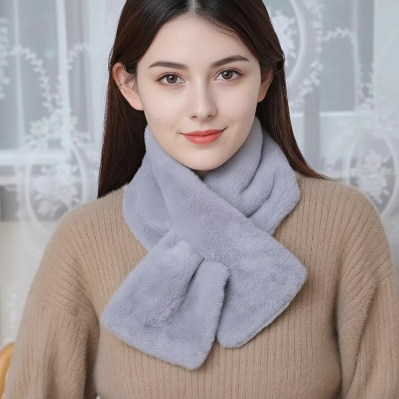 Faux Fur Cross Collar Nackvärmare Vinter Scarf
