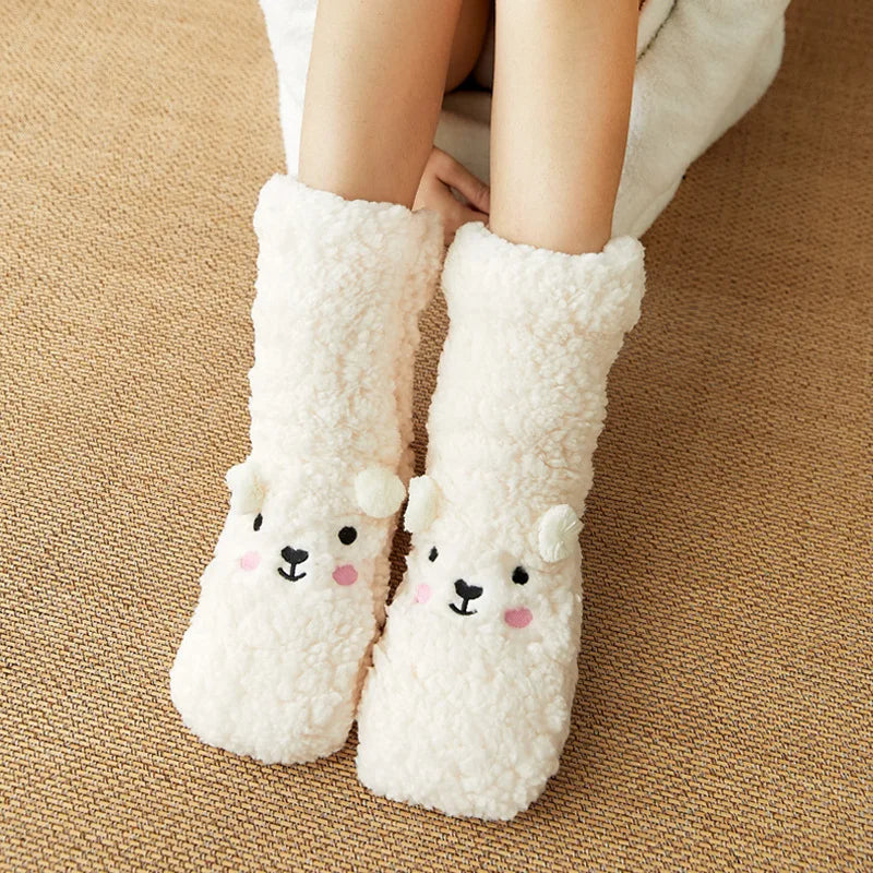 Kawaii Björn Fleece Varm Sockor