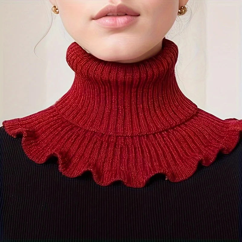 Elegant Stickad Högkrage Halsduk för Kvinnor