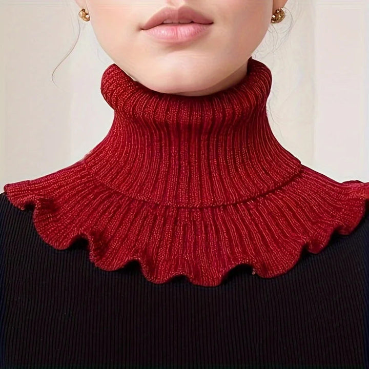 Elegant Stickad Högkrage Halsduk för Kvinnor