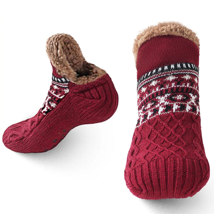 Stickade Toffelsockor med Fleecefoder