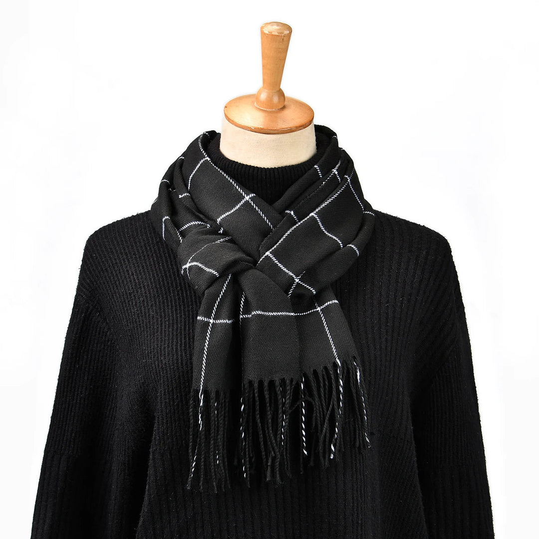 Lyxig Rutig Cashmere Vinterhalsduk för Män