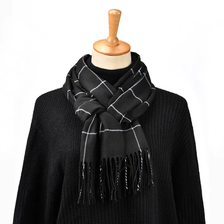 Lyxig Rutig Cashmere Vinterhalsduk för Män